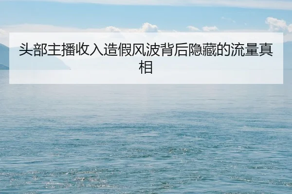 头部主播收入造假风波背后隐藏的流量真相